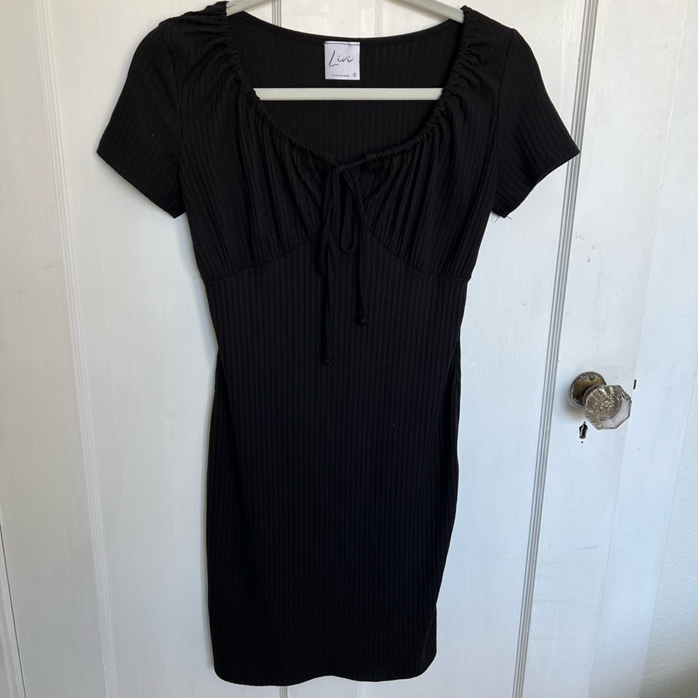 Olivia Rae Black Ribbed Mini Dress